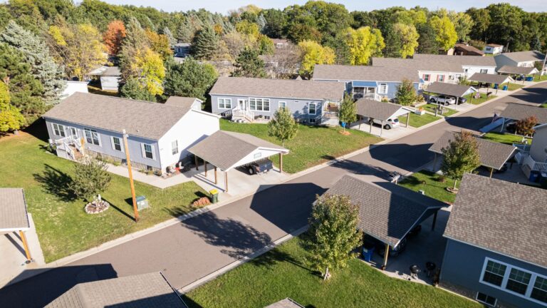 Exterior of a modern manufactured home community
