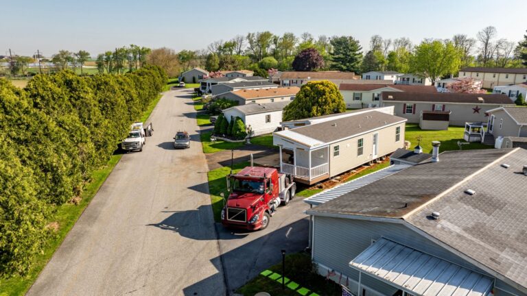 Exterior of manufactured home transportation